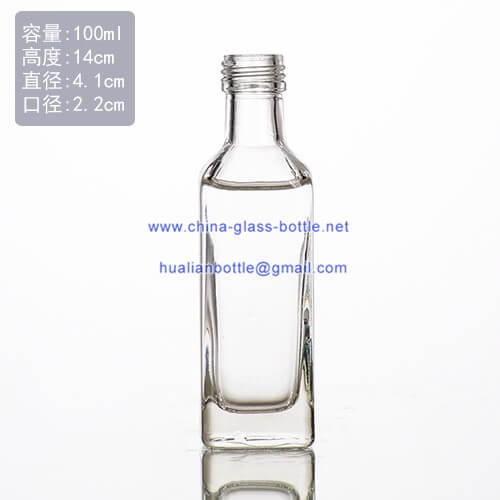 100ml square clear marasca glass bottle olive oil bottle