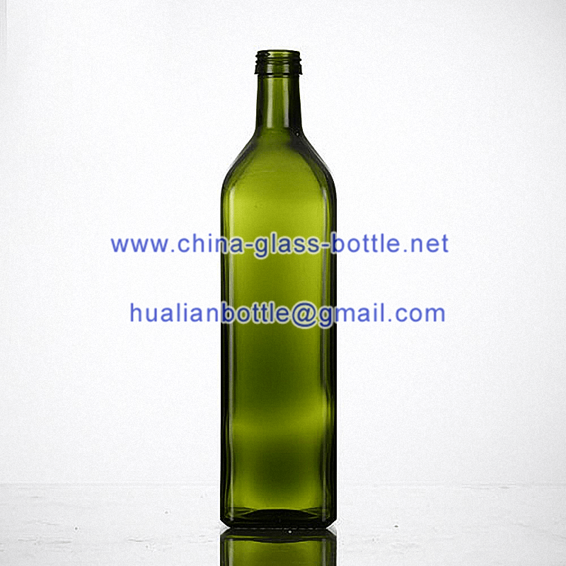 1000ml square dark green bottle for olive oil