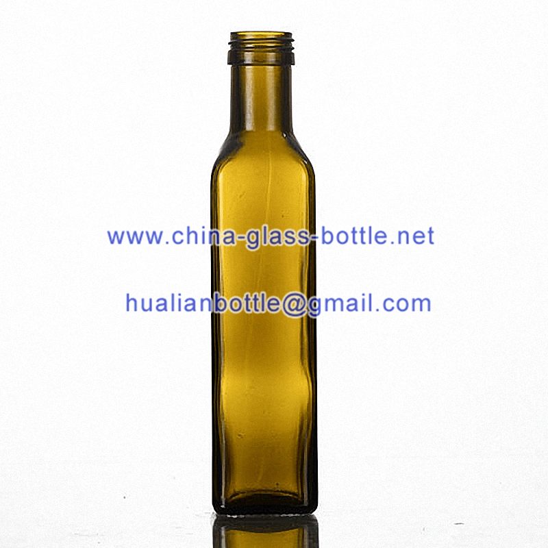 250ml square antique green olive oil and vinegar bottle