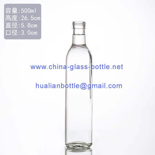 500ml square clear olive oil dispenser bottle
