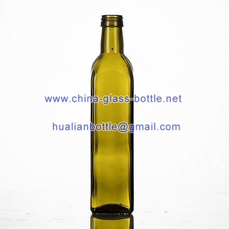 500ml suqare antique green empty olive oil glass bottle