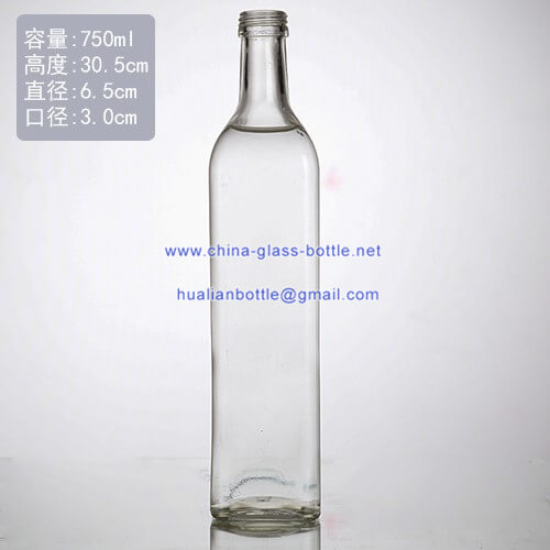 750ml square clear olive oil glass bottle