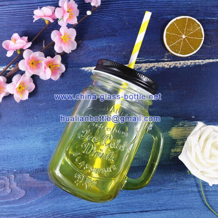 480ml yellow mason jars