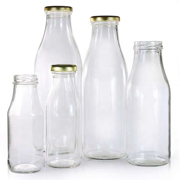 glass milk bottle with lid