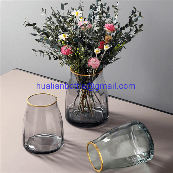 Painted Gold Wave Light Glass Vase