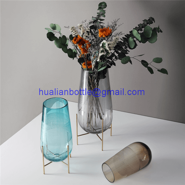 Wrought Iron Frame Glass Vase