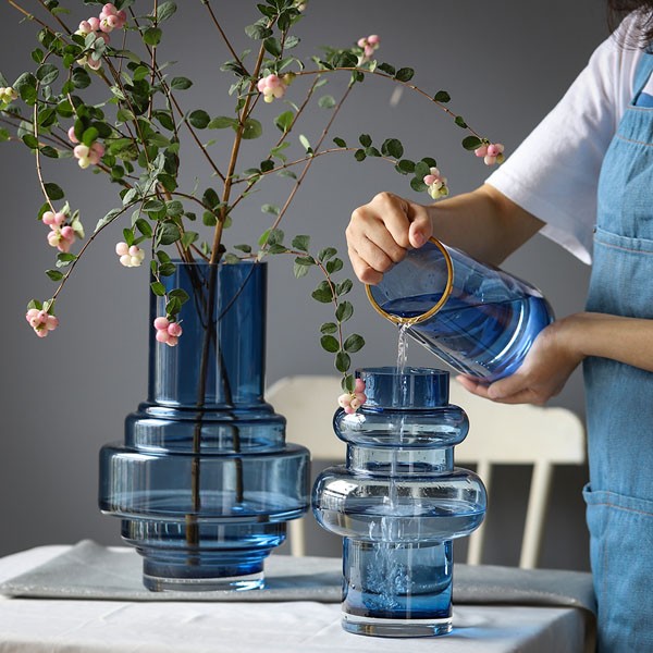 Blue glass vase living room soft furnishings