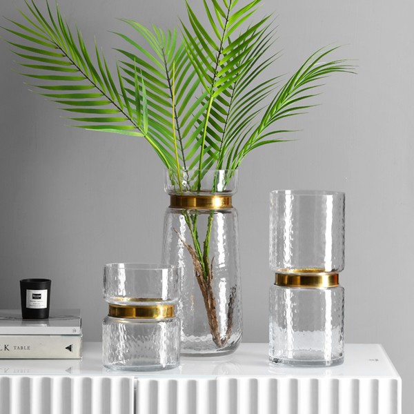 Copper ring glass transparent vase 